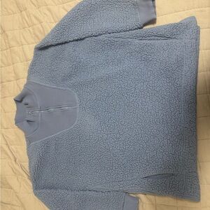 Aerie Blue Sherpa Quarter Zip Pullover Size M Cozy Fleece